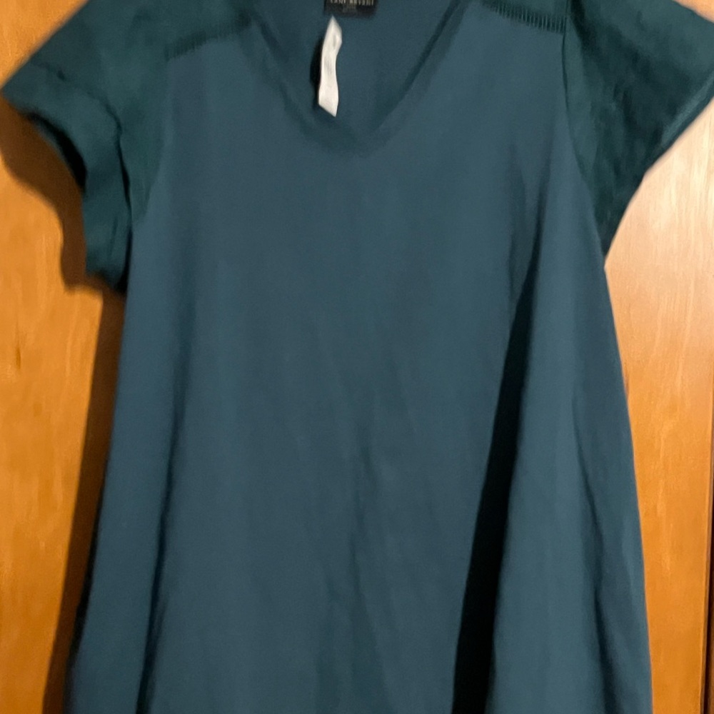 Lane Bryant Teal Short Sleeve V-Neck Top